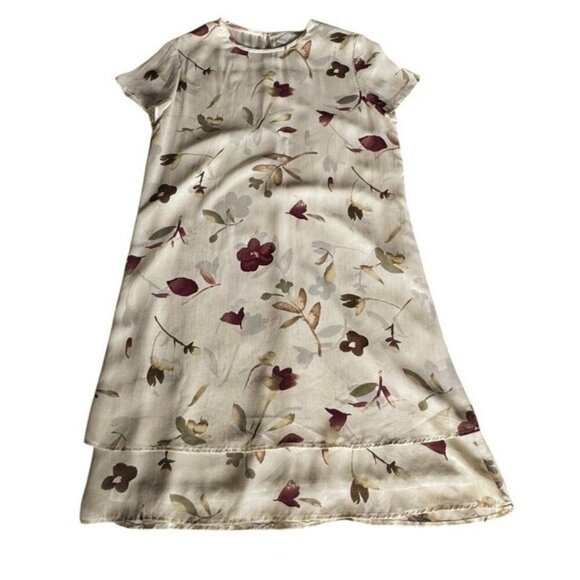 Vintage Coldwater Creek Woman's Sz 8 Cream Floral A Line Chiffon Tiered Dress - Picture 8 of 8